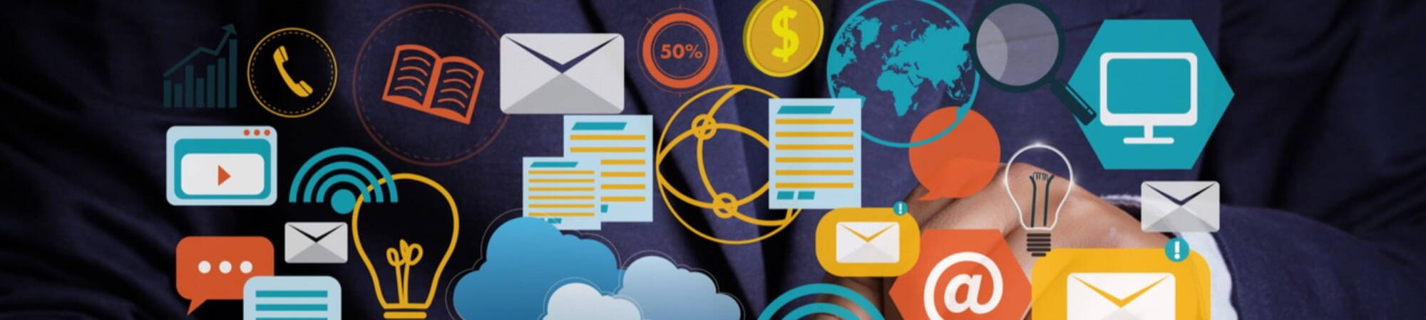Digital marketing symbols websites and icons